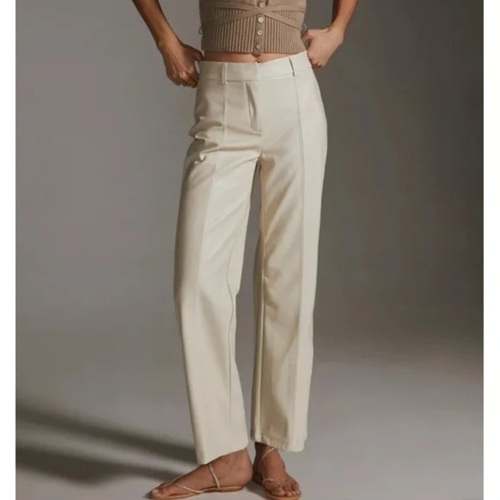 Avec Les Filles Women's Classic Beige High Waisted Seam Front Trousers Pants 6